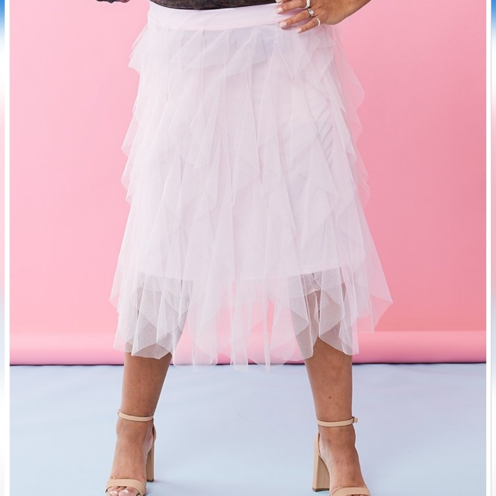 NWT Pink Tulle Handkerchief Skirt Sz 1X